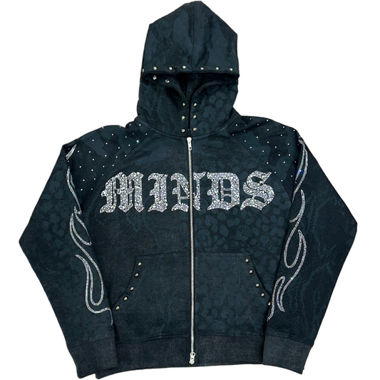 Minds "Blackout" Rhinestone Zip Up